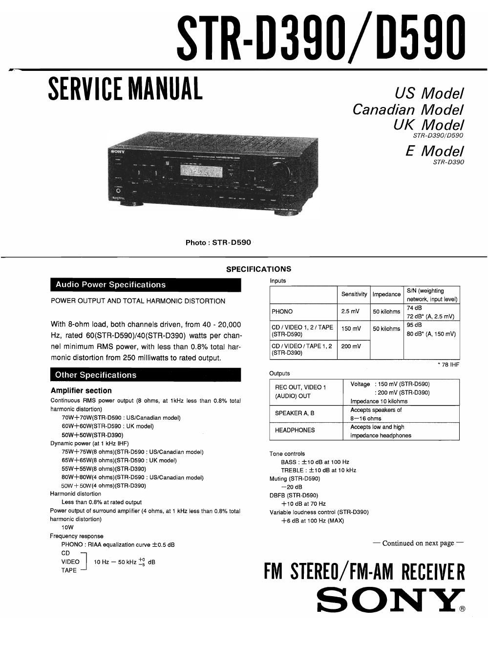 Str d c. Sony SS d390. Sony ta-v5 service manual. Sony Str-d 590. Sony HCD-a390.