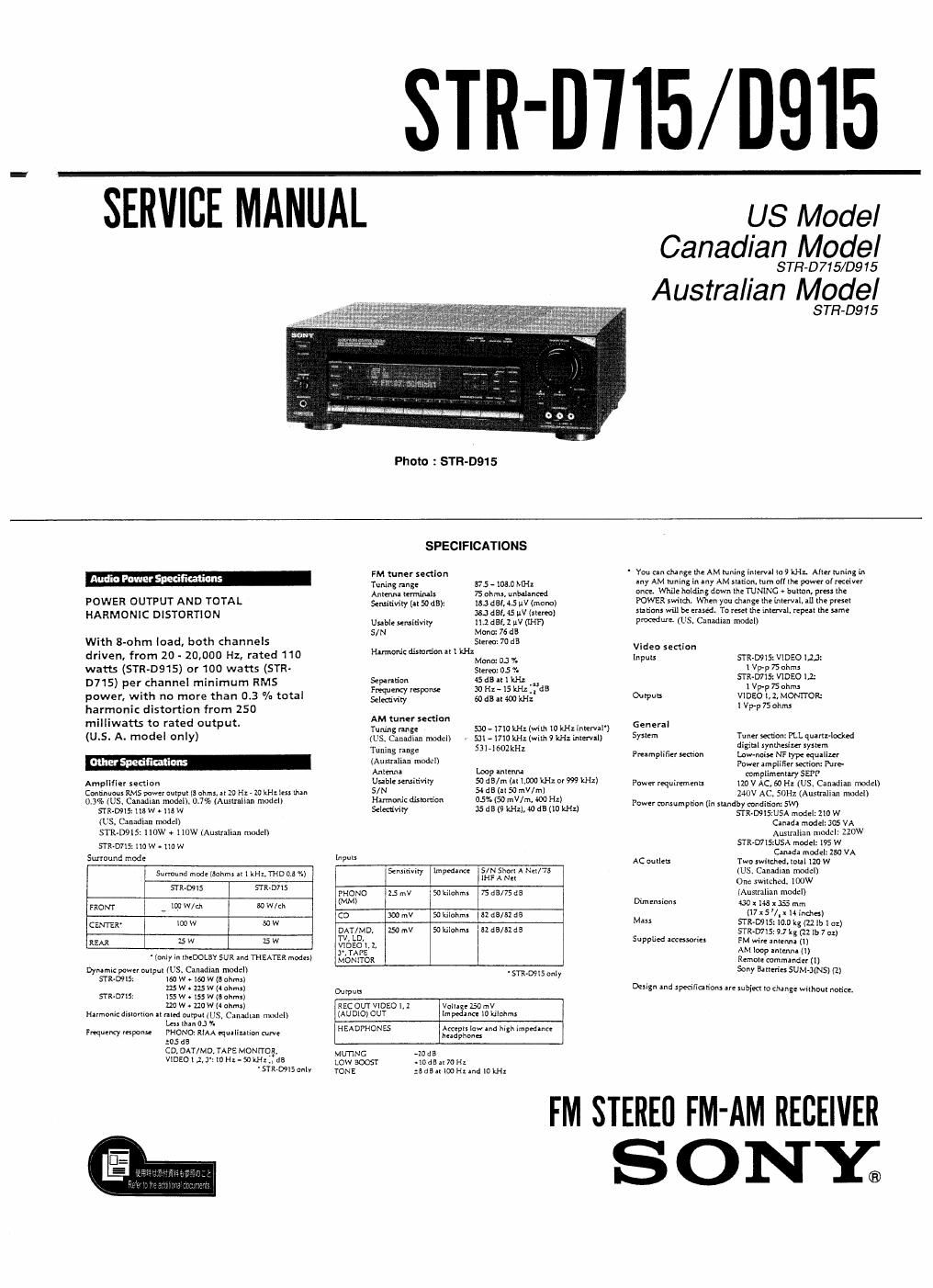 sony str d 715 915