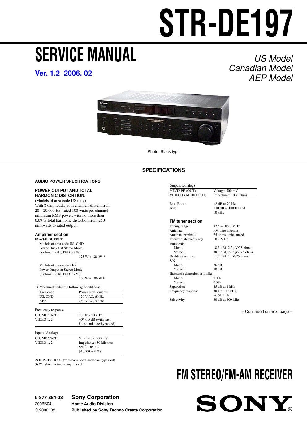 sony str de 197 rec service manual