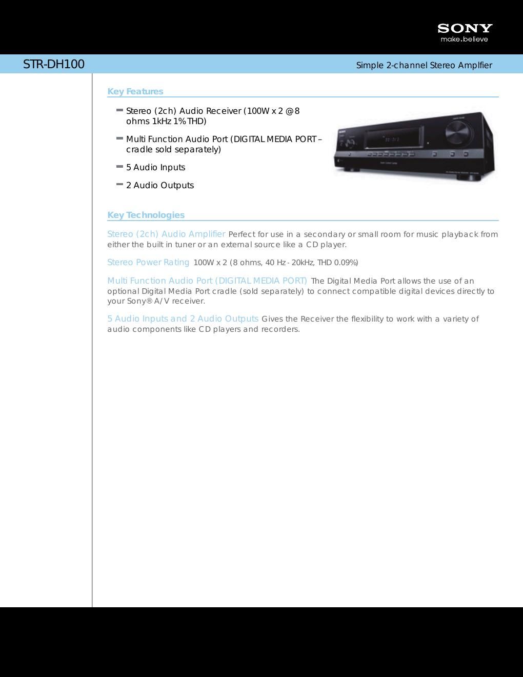 sony str dh 100 brochure