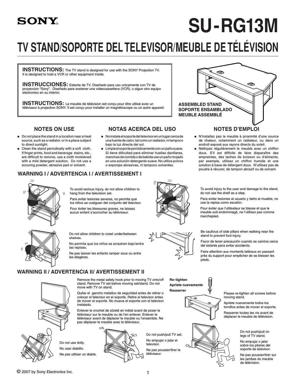 sony su rg 13 m owners manual