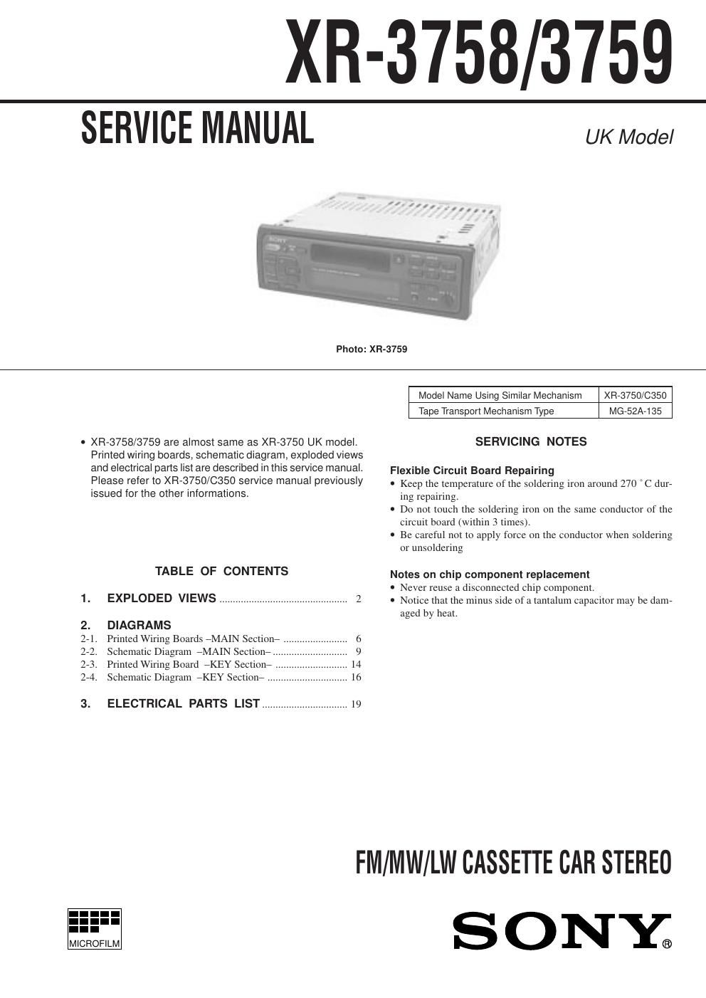 sony xr 3759 service manual