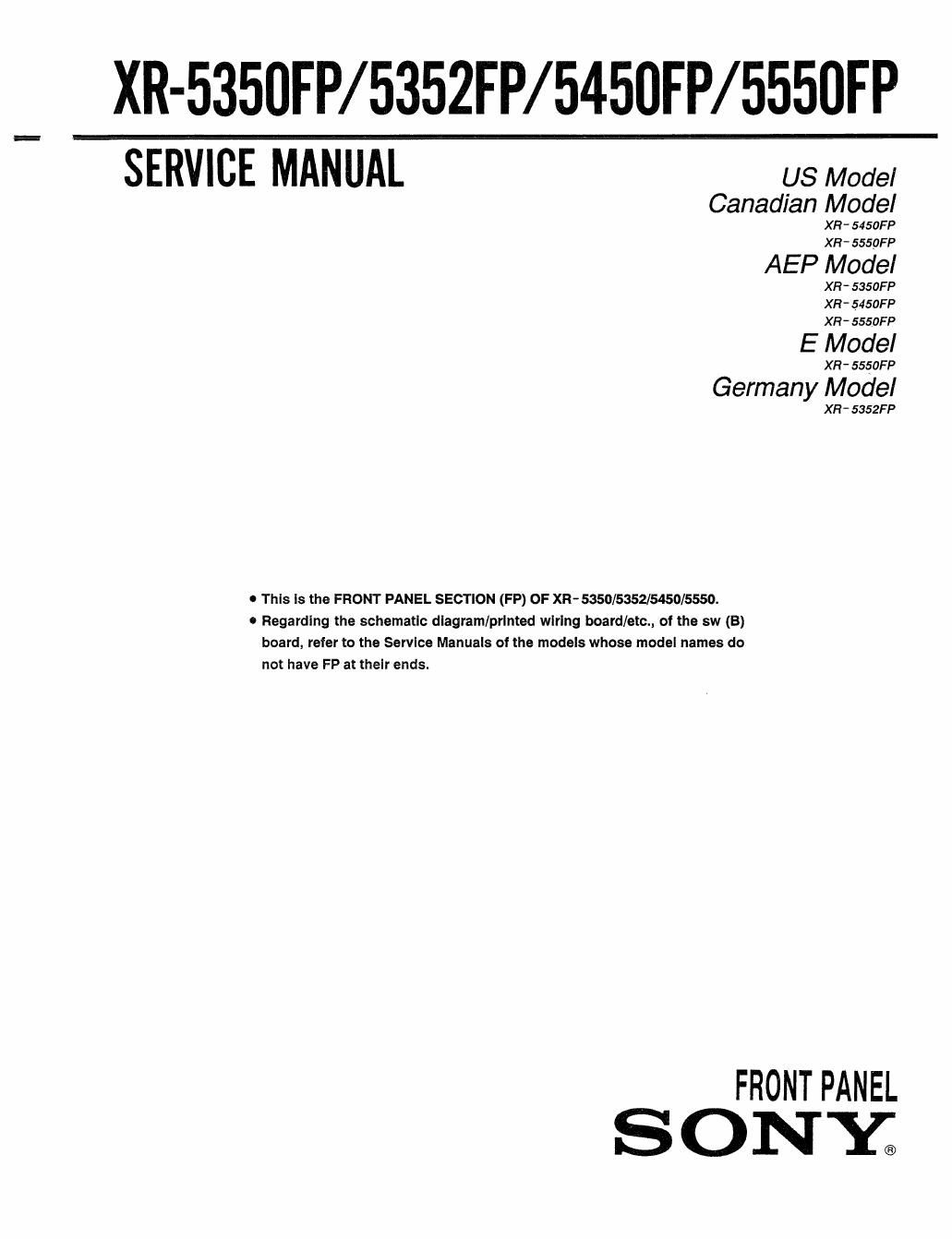 sony xr 5350 fp service manual