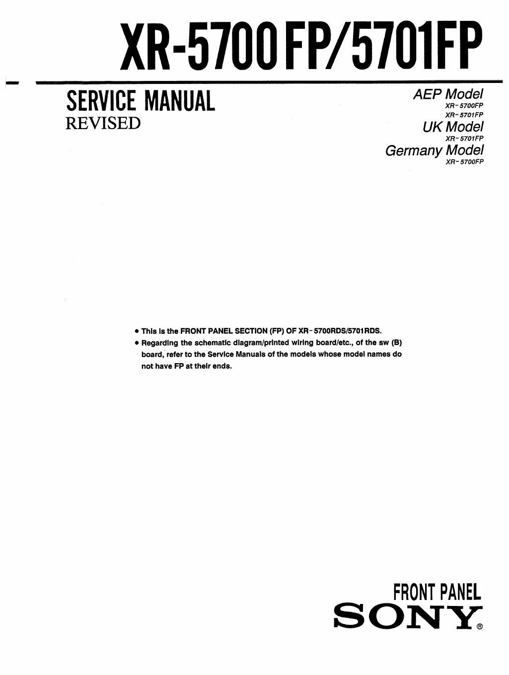 sony xr 5700 fp service manual