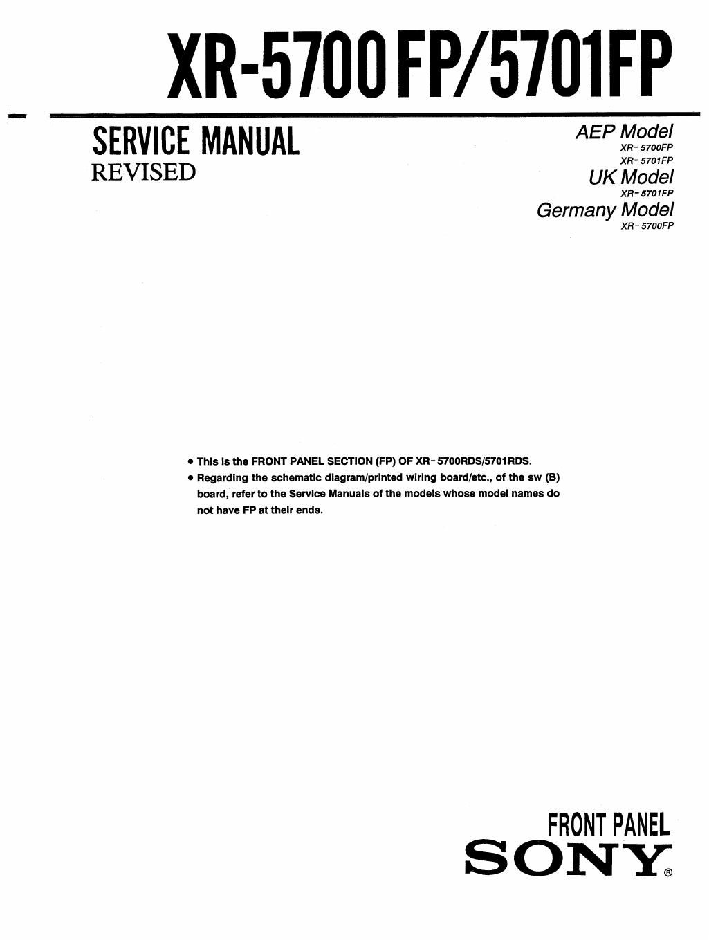 sony xr 5701 fp service manual