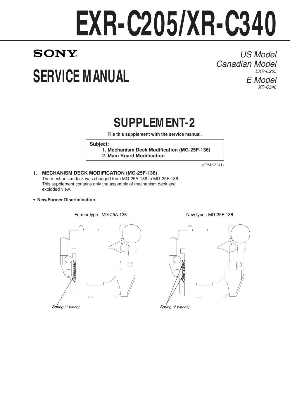 sony xr c 340 service manual