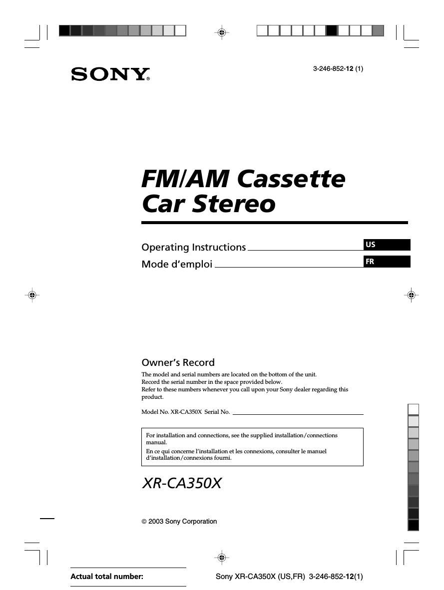 sony xr ca 350 x owners manual