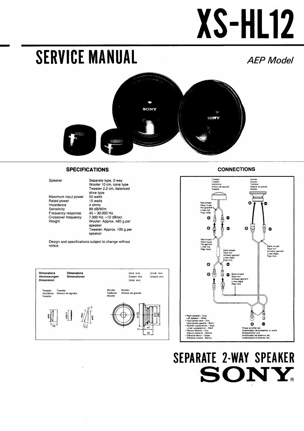 sony xs hl 12 service manual