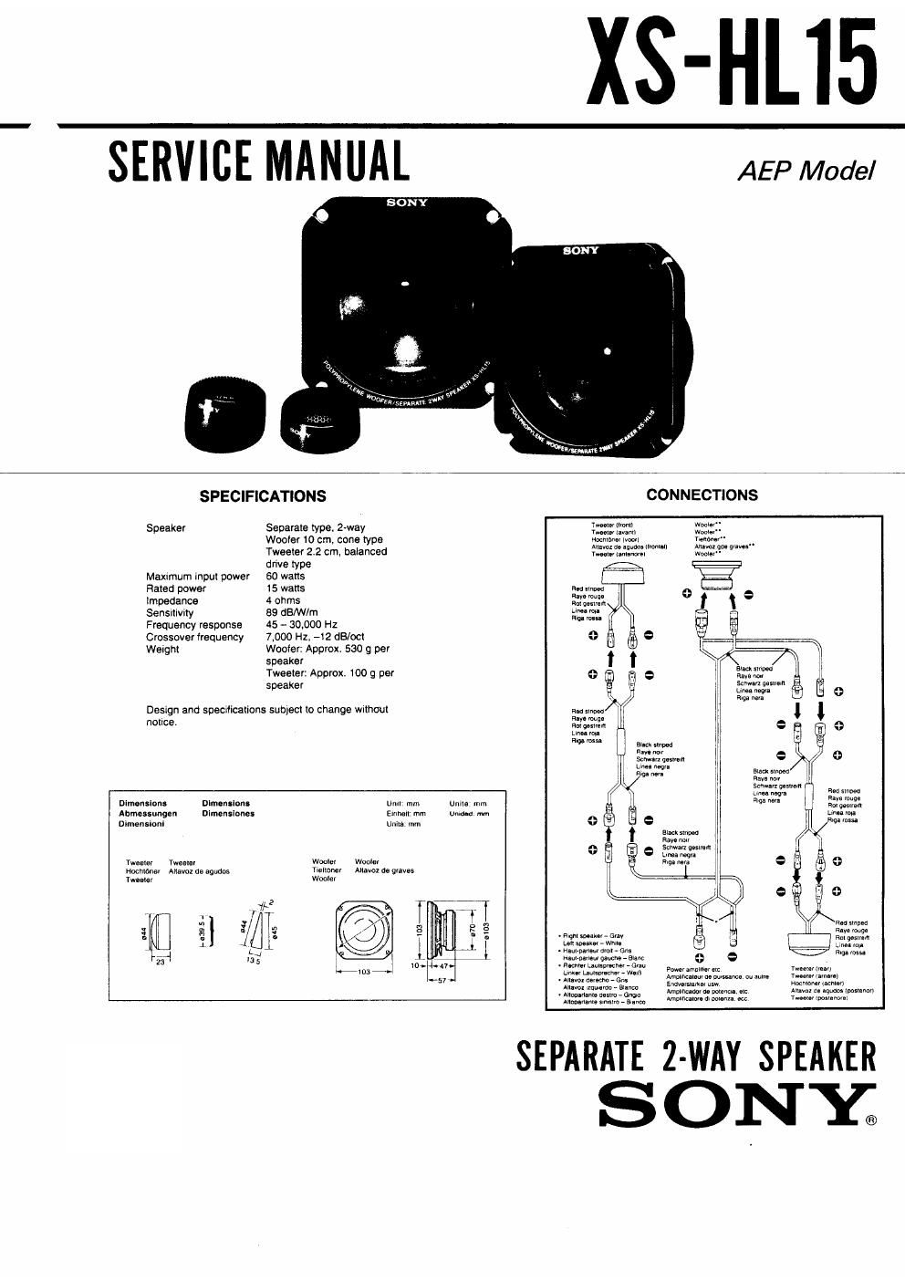 sony xs hl 15 service manual