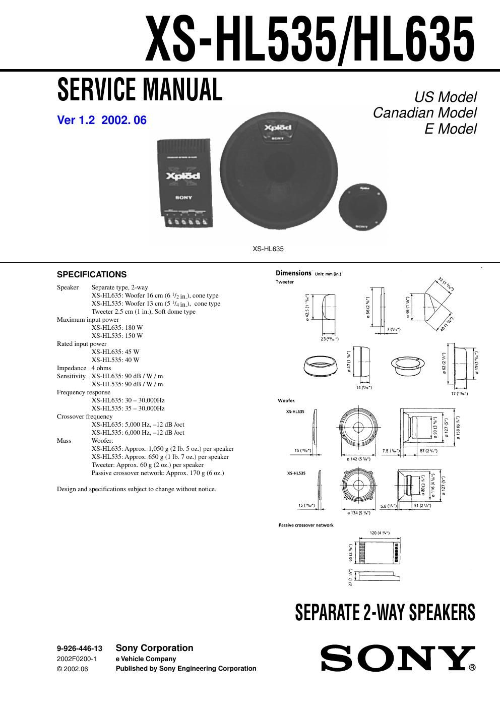 sony xs hl 535 service manual