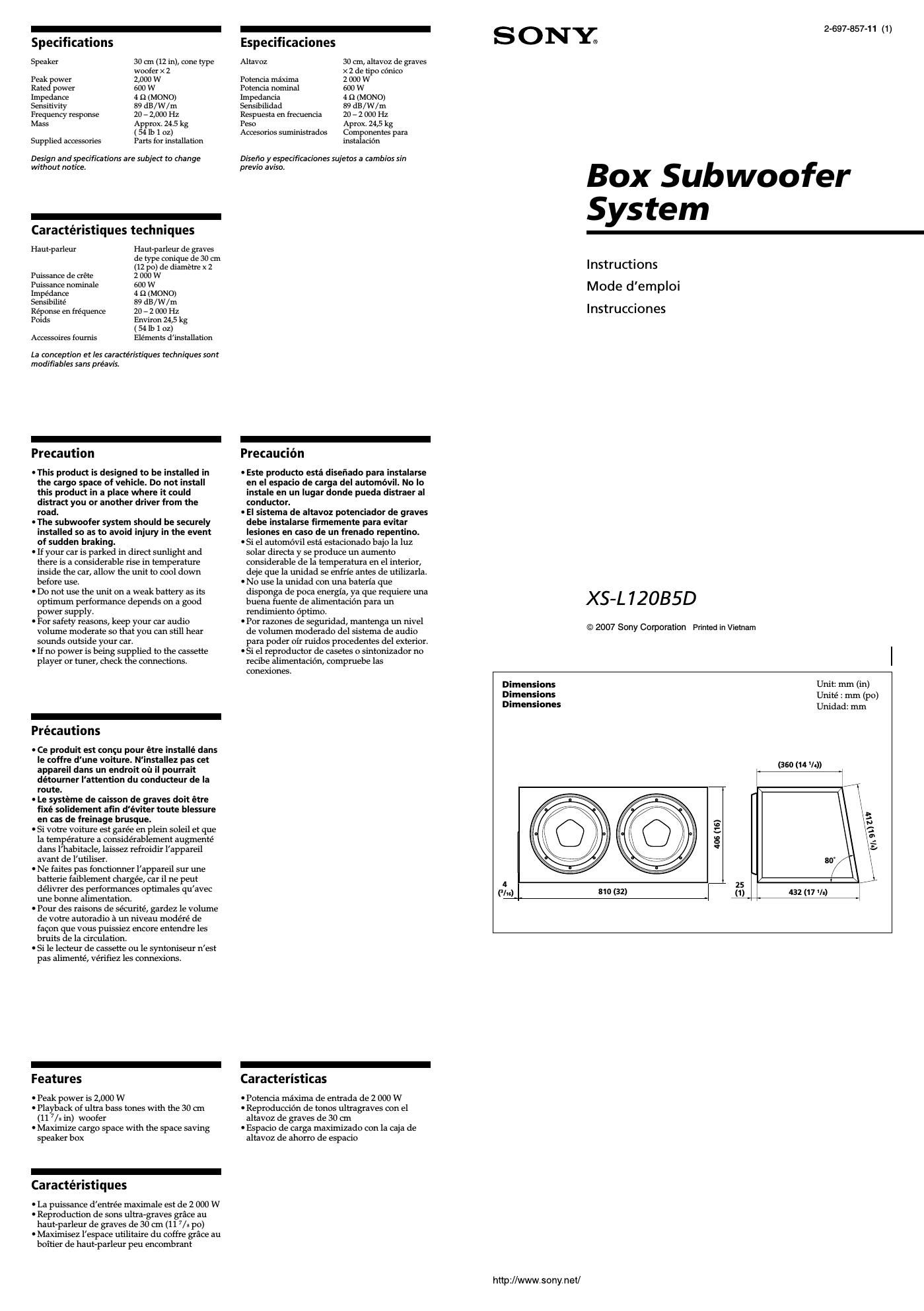 sony xs l 120 b 5 d owners manual