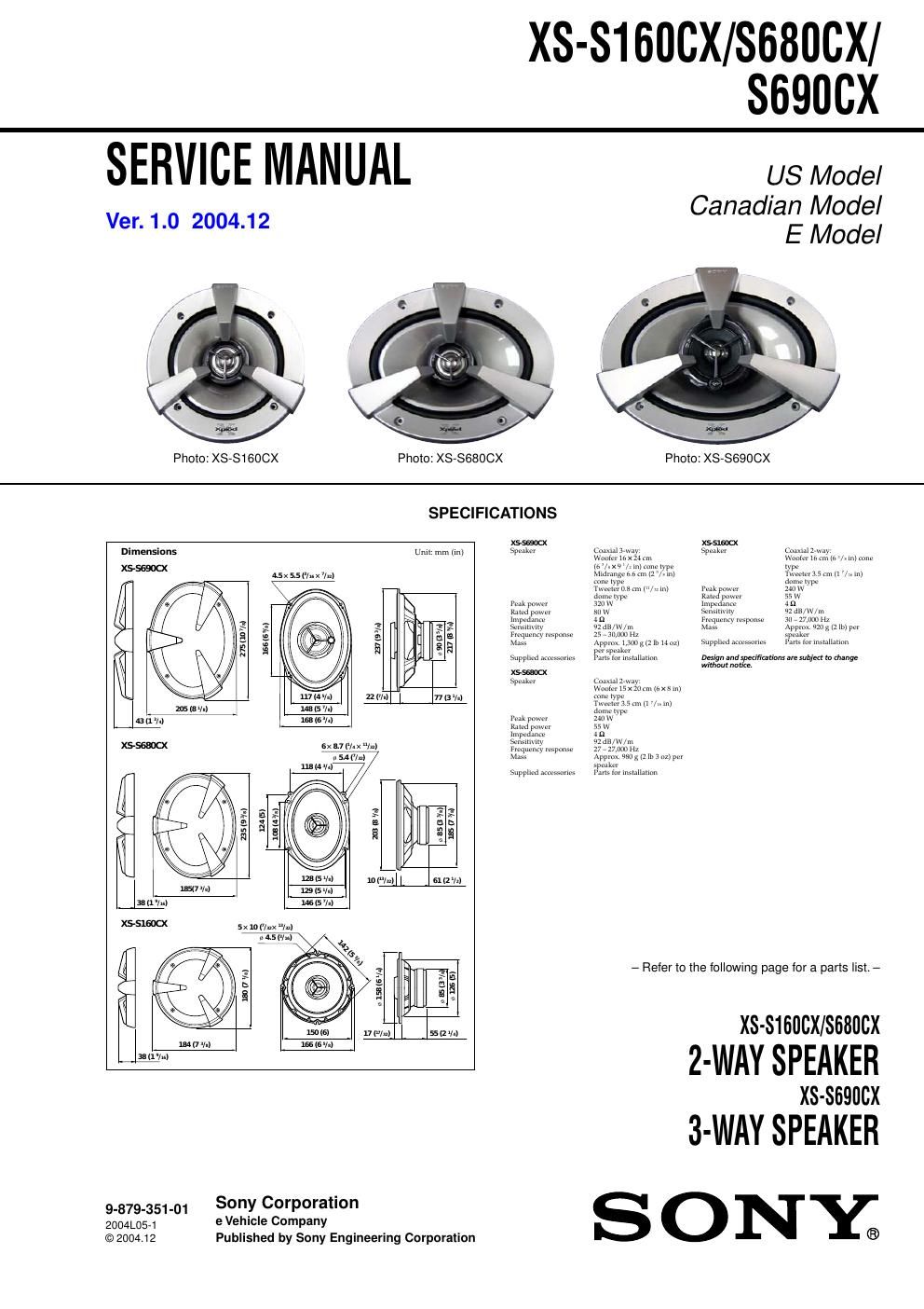 sony xs s 680 cx service manual