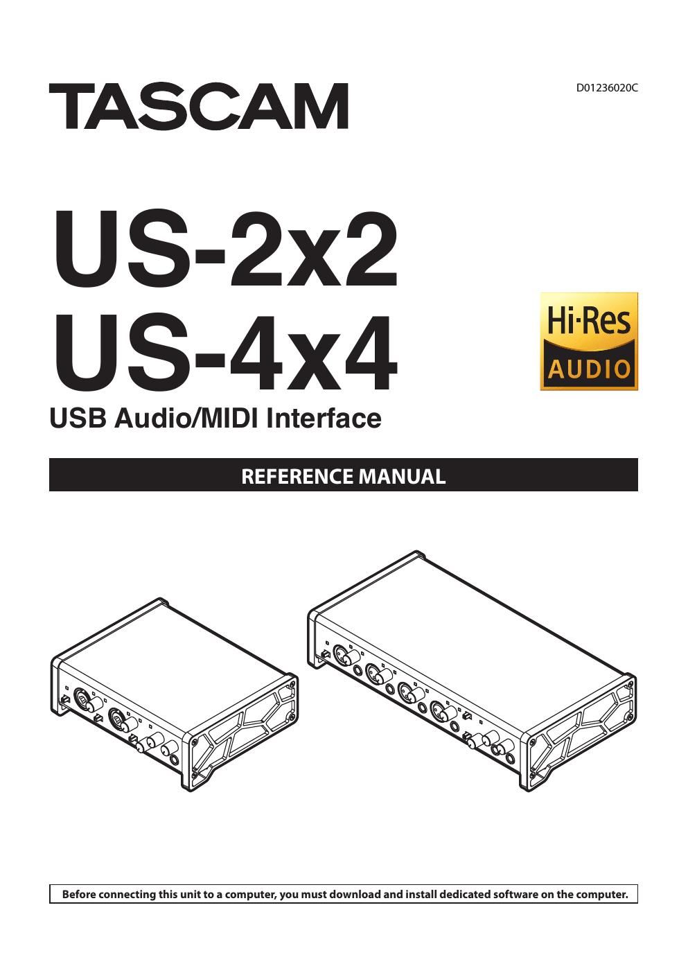 Tascam US 2x2 4x4 Reference Manual