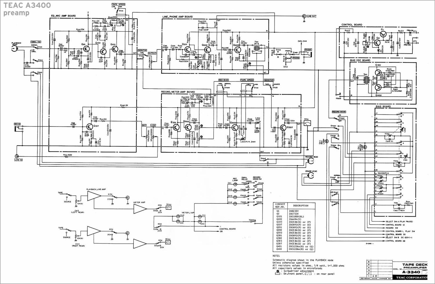 Teac A 3400 Schematic