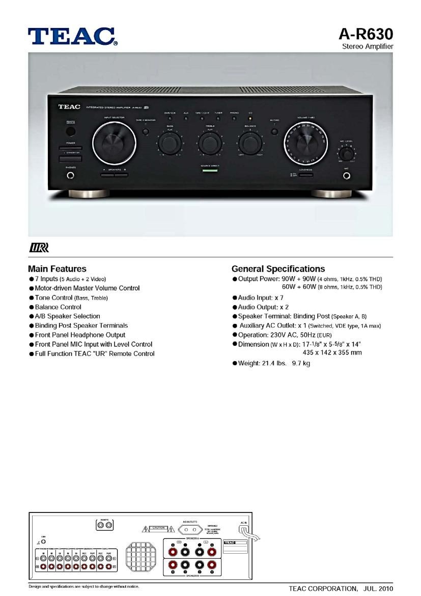 Teac A R630 Brochure