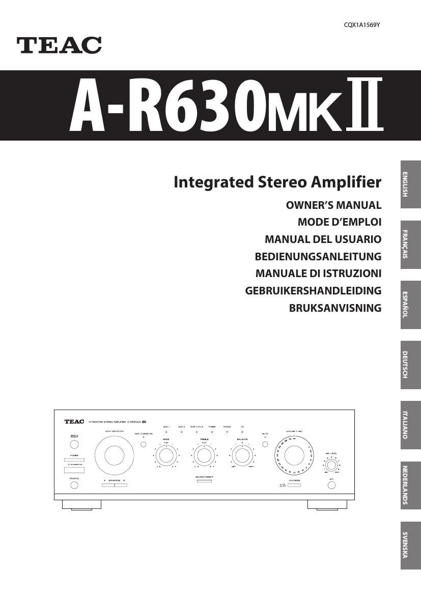 Teac A R630 mk2 Owners Manual