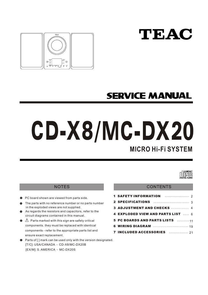 Teac CD X8 Service Manual