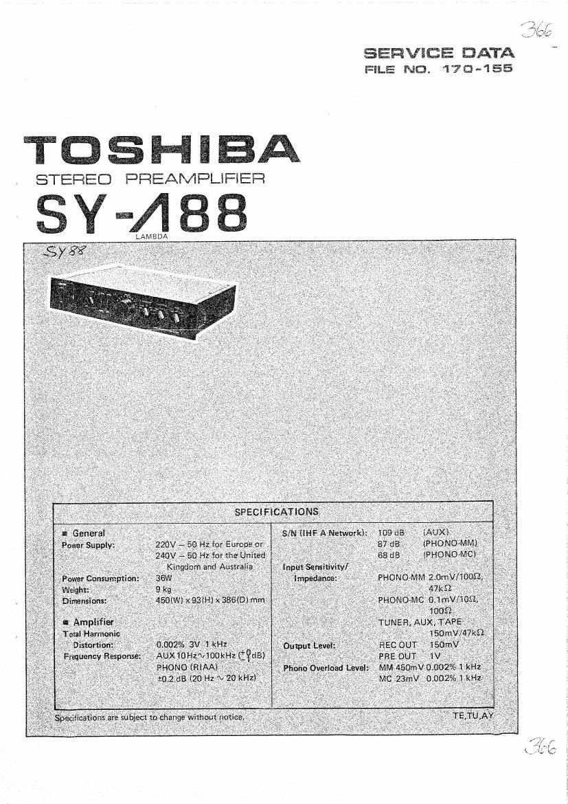 Toshiba SY L88 Service Manual