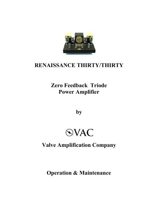 vac renaissance 3030 owners manual