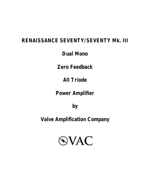 vac renaissance 7070 owners manual