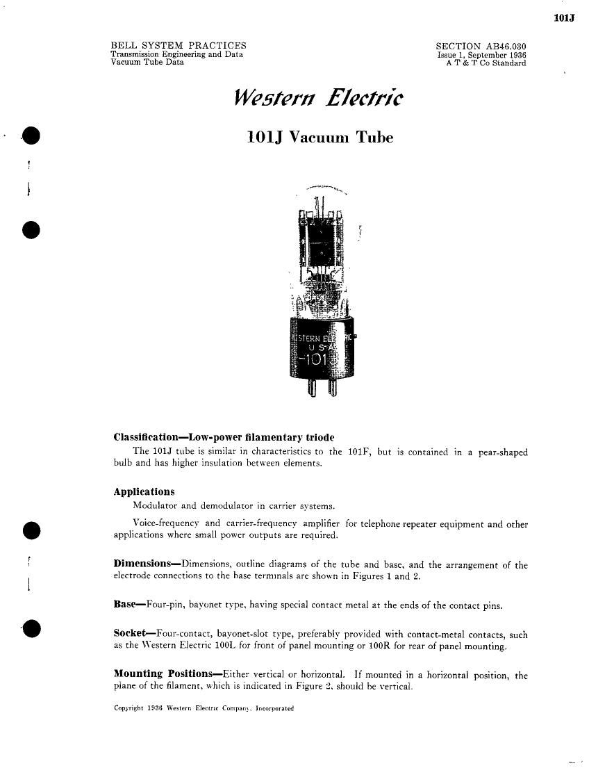 western electric 101 j brochure