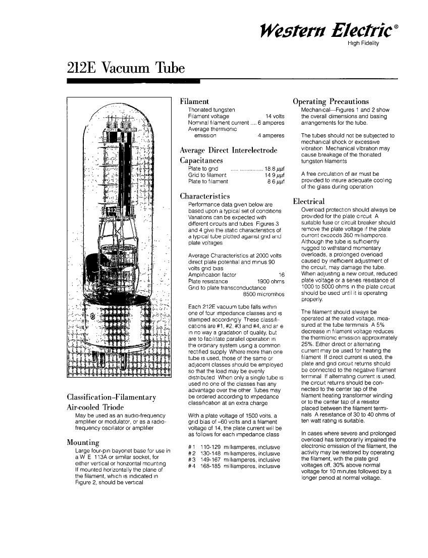 western electric 212 e brochure