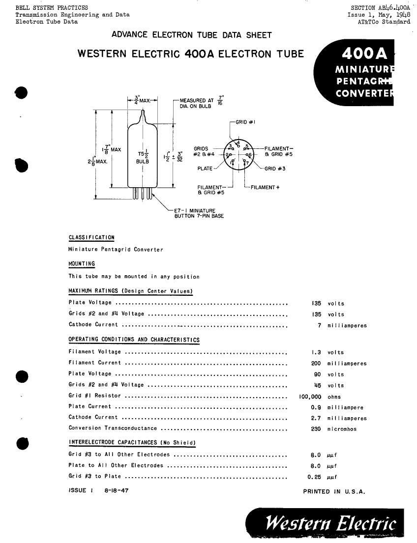 western electric 400 a brochure