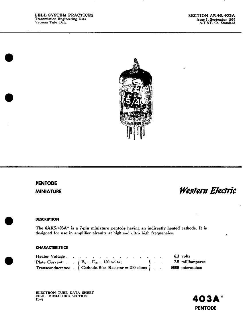 western electric 403 a brochure