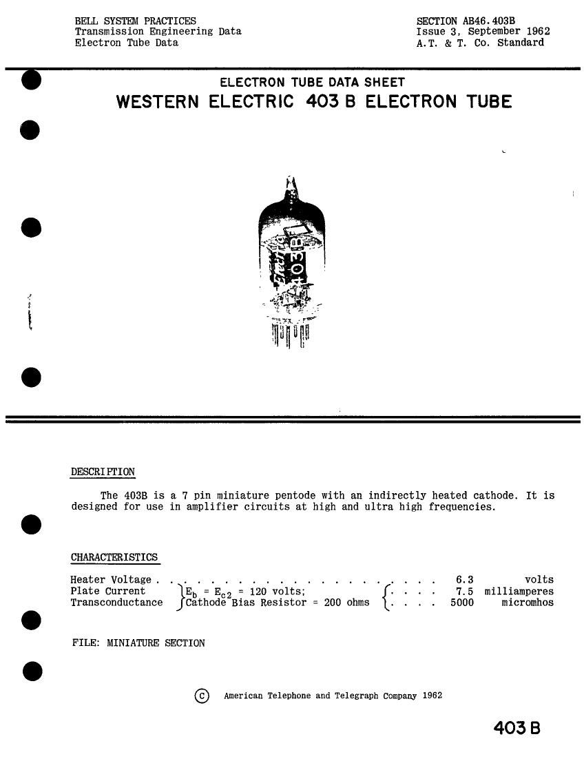 western electric 403 b brochure