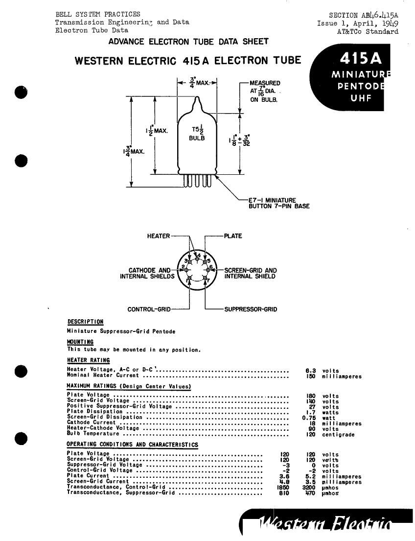 western electric 415 a brochure