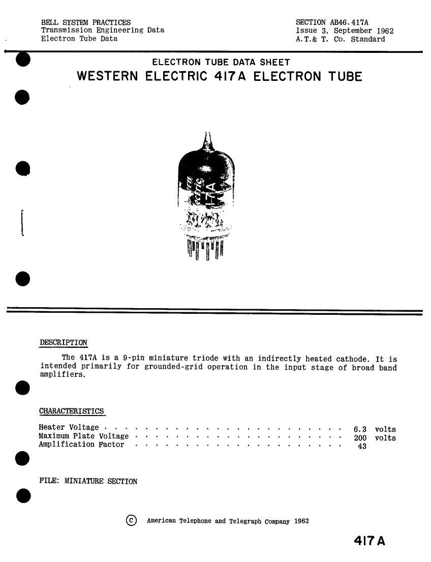 western electric 417 a brochure