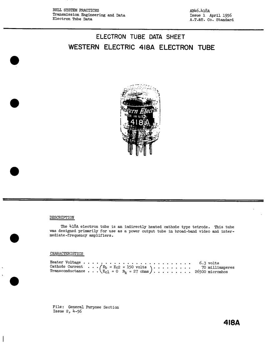 western electric 418 a brochure