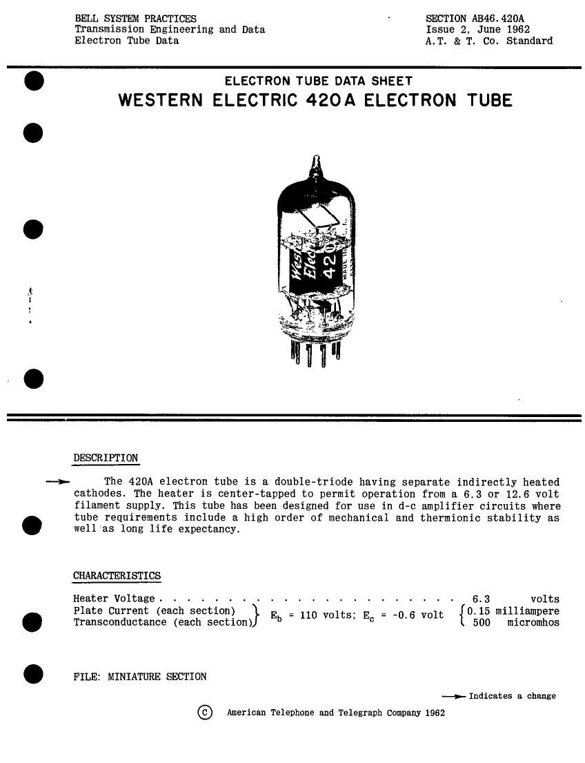 western electric 420 a brochure