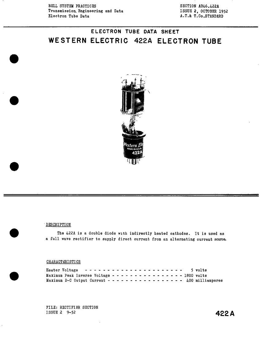 western electric 422 a brochure