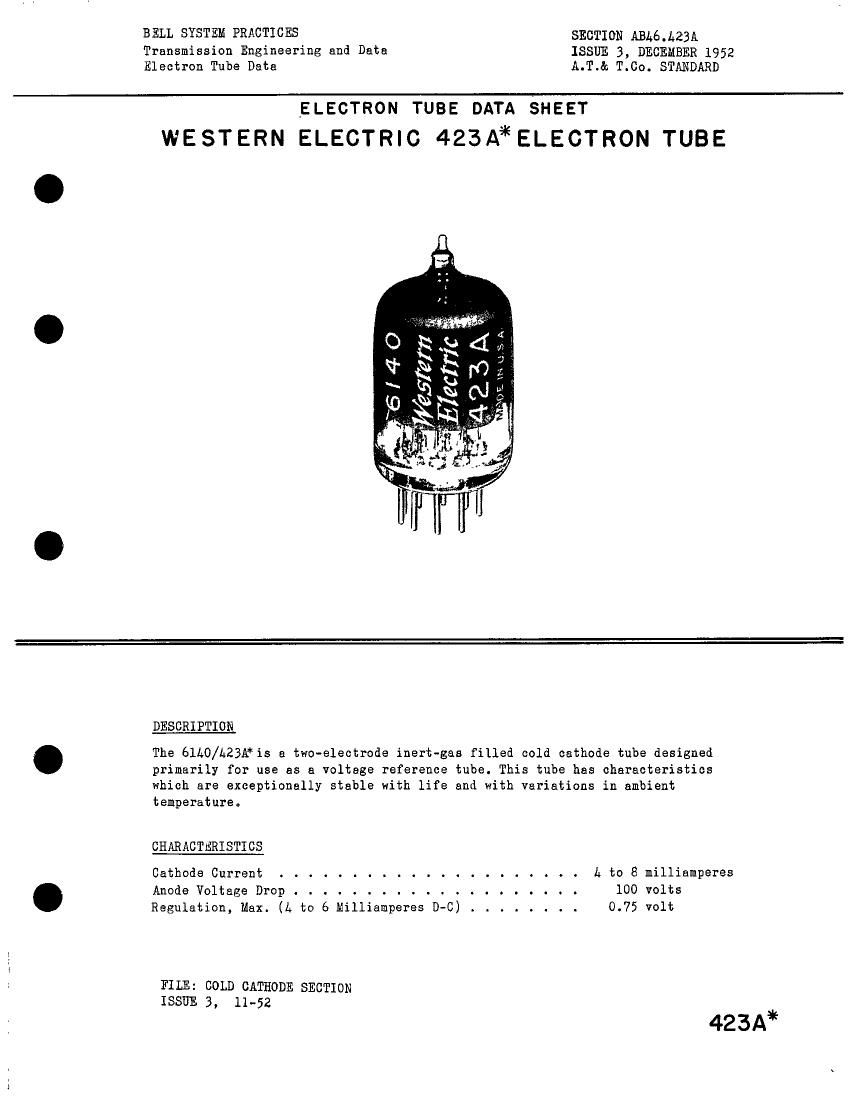 western electric 423 a brochure