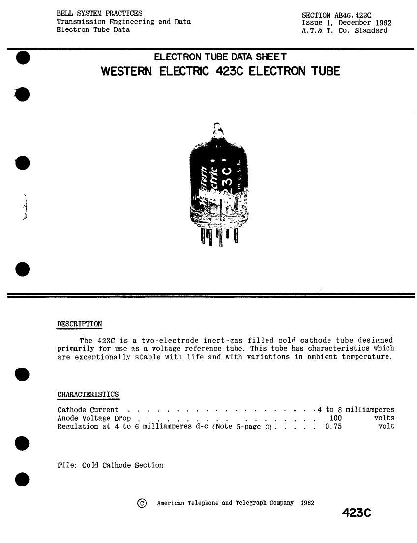 western electric 423 c brochure