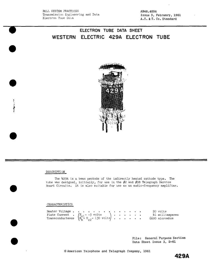 western electric 429 a brochure