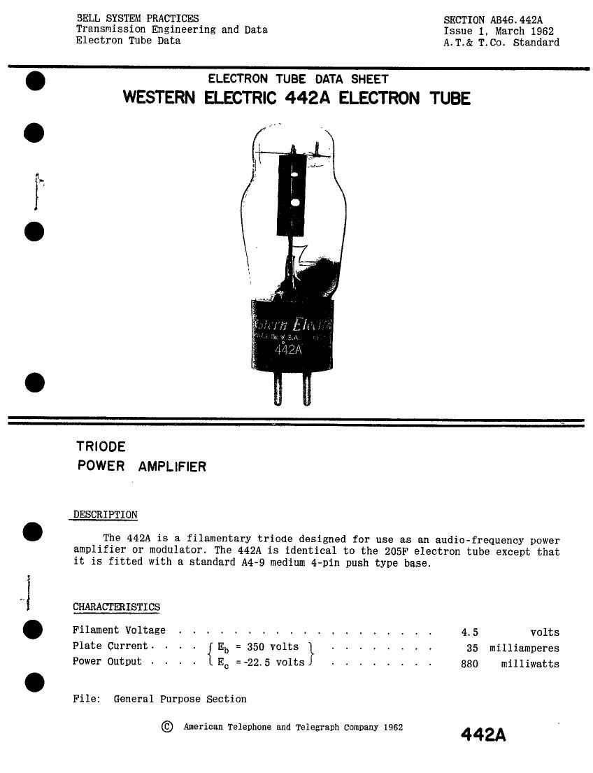 western electric 442 a brochure