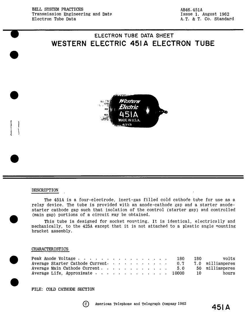 western electric 451 a brochure