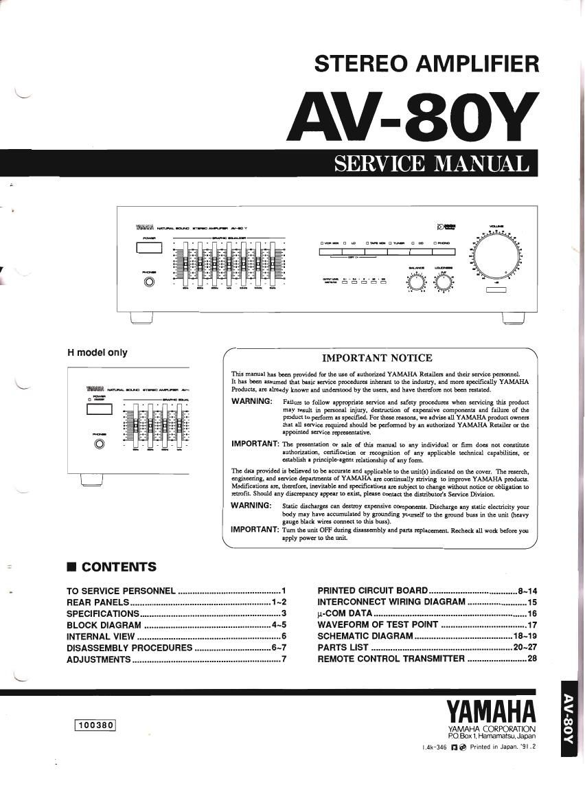 yamaha av 80 y