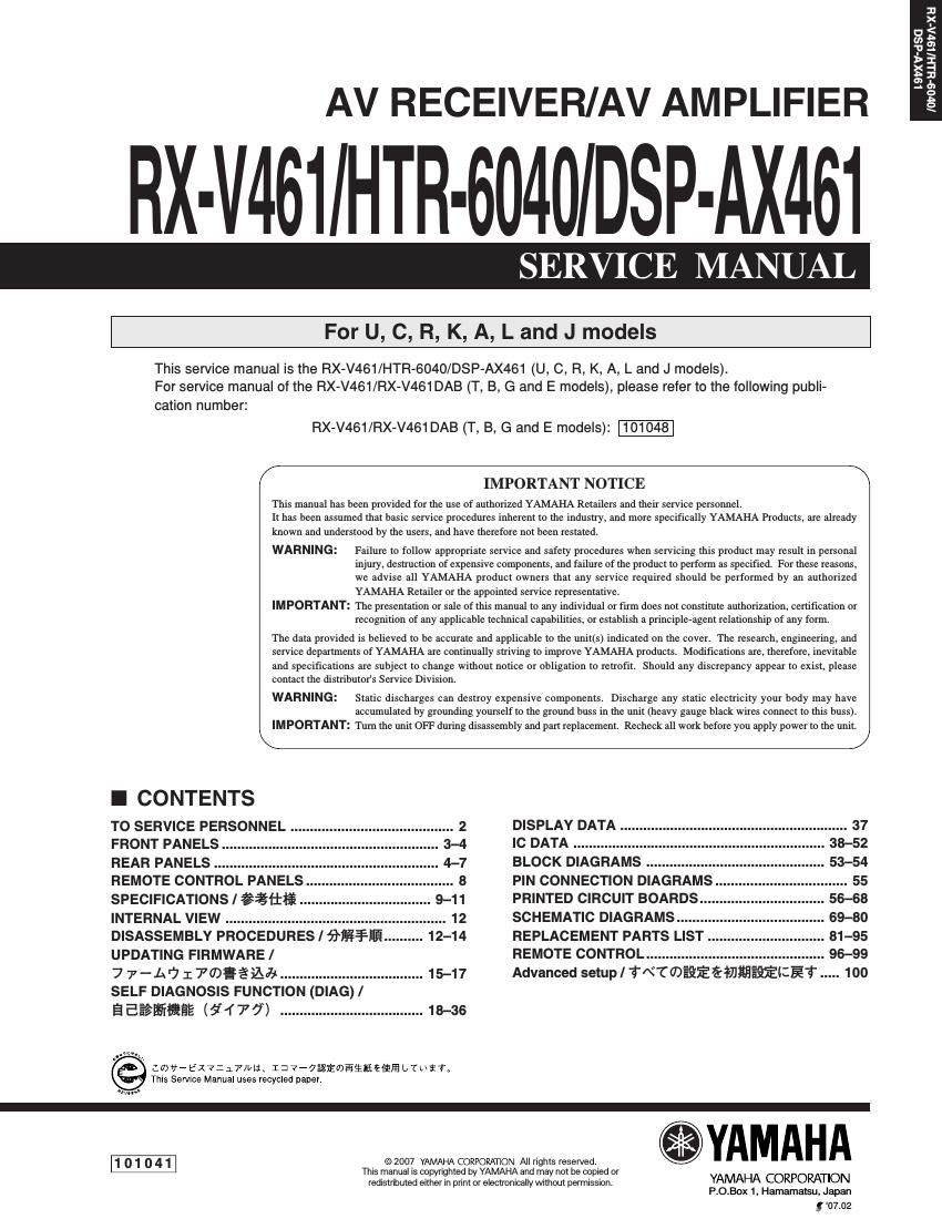 Free Download Yamaha Rx V461