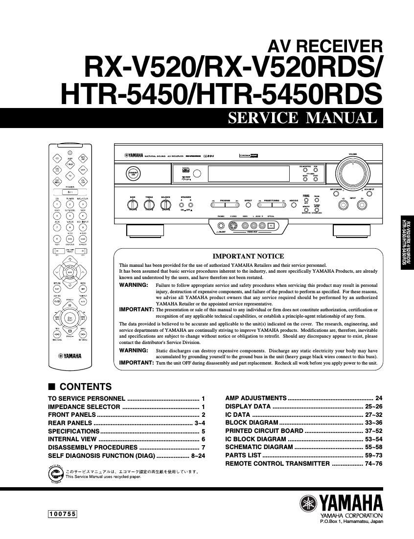 yamaha rx v520 rds