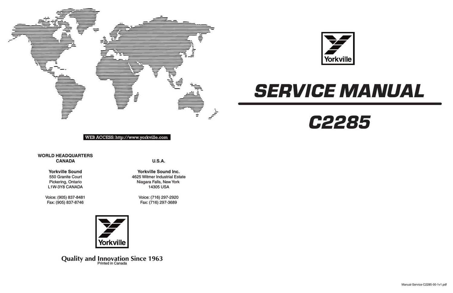 Yorkville C2285 Service Manual