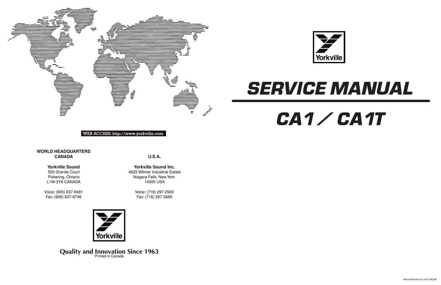 yorkville ca 1 t service manual